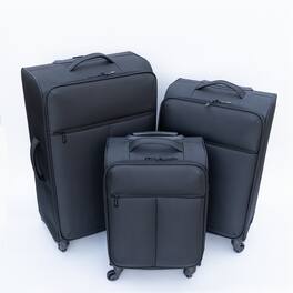 HTUTWOO - Softside Luggage Set - Oxford Fabric Suitcase, 360° Silent Double Spinner Wheels, Ergonomic Handle, Water-Resistant - Black