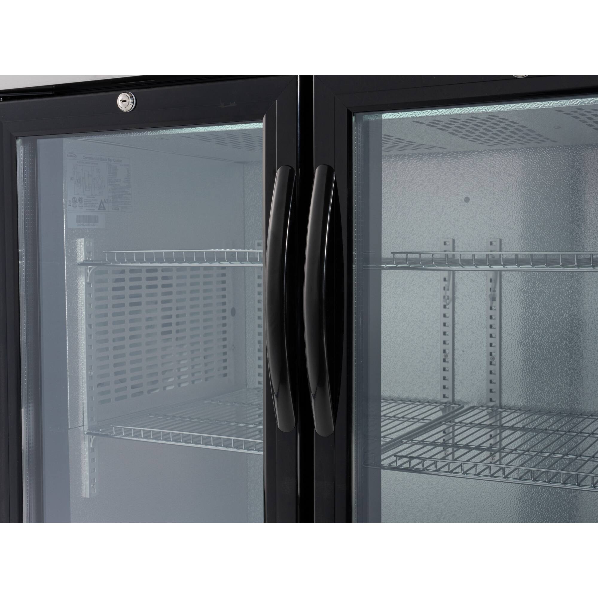 Alt View 8. Koolmore - 72 in. Commercial Three Glass Door Back Bar Cooler Refrigerator with LED Lighting, 18 Cu. Ft Capacity in Black - Black.
