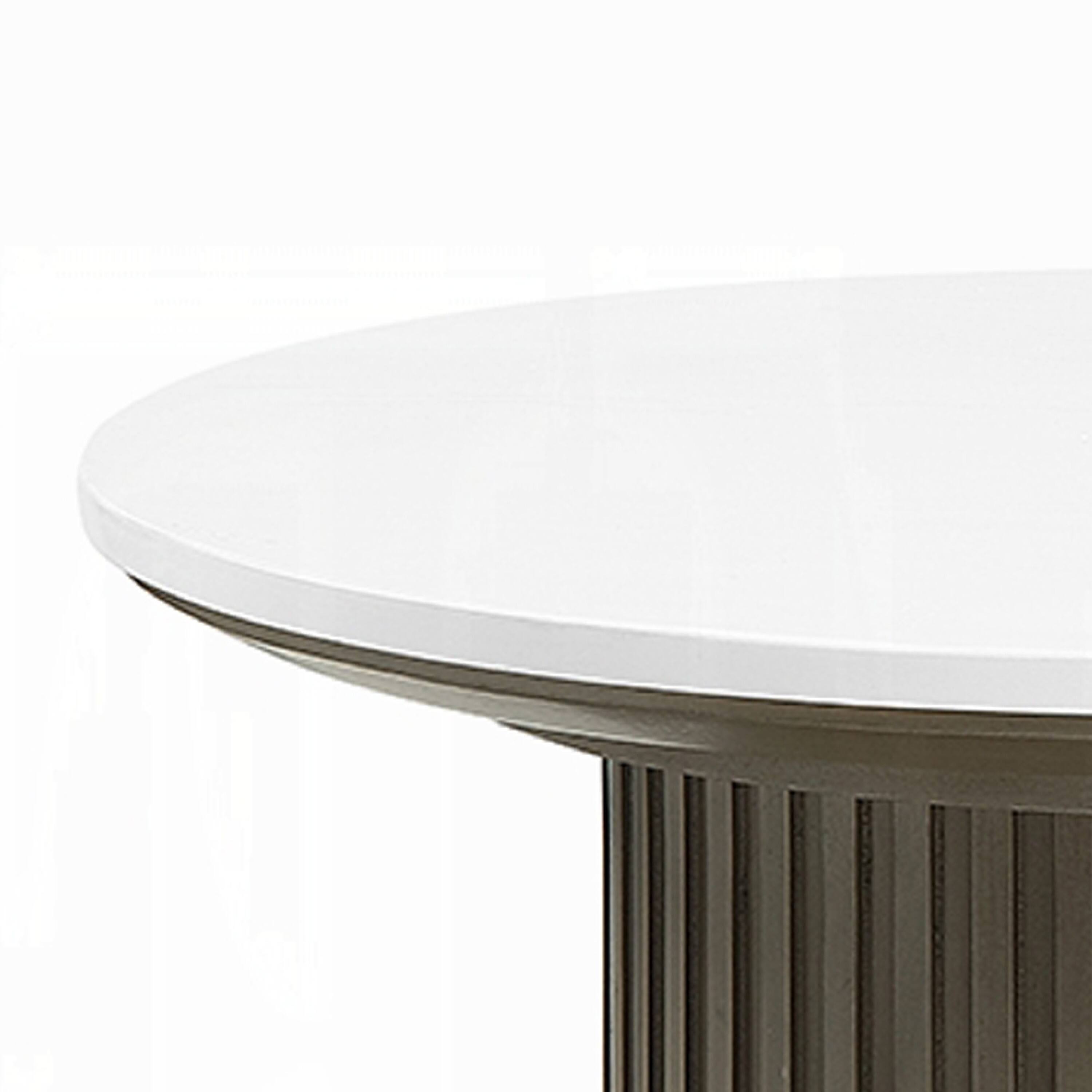 Alt View 3. Manhattan Lane - Jeh Side End Table, 22 Inch White Round Top, Fluted Base - White, Oak Brown, Black.