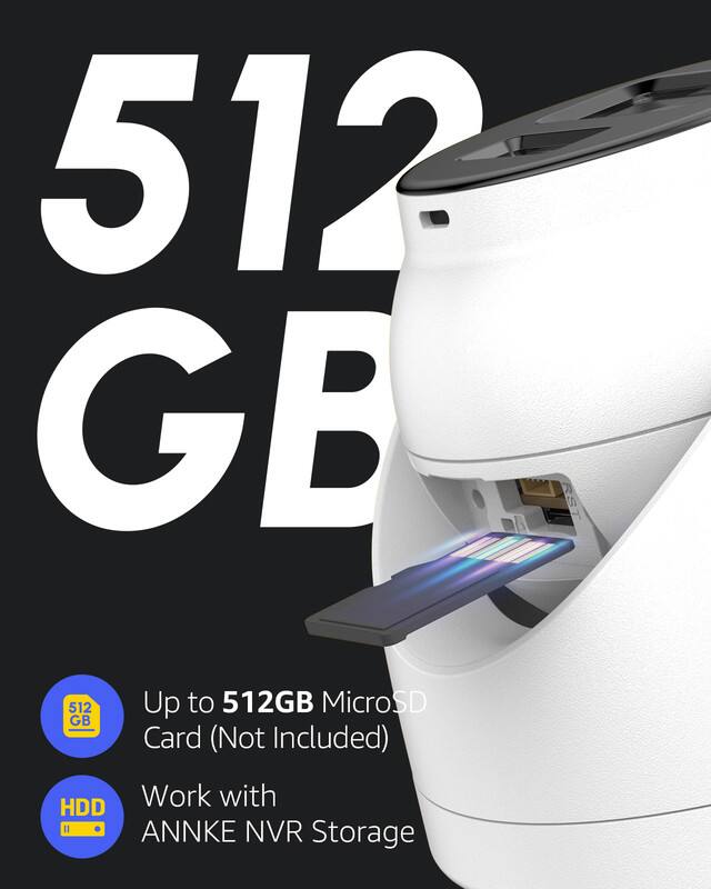 512 GB

Up to 512GB MicroSD Card (Not Included)

Work with ANNKE NVR Storage