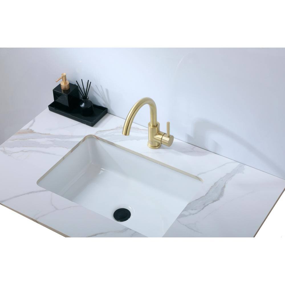 Alt View 8. Elegant Kitchen and Bath - Louis Single Hole Single Handle Bathroom Faucet in Brushed Gold - Brushed Gold.