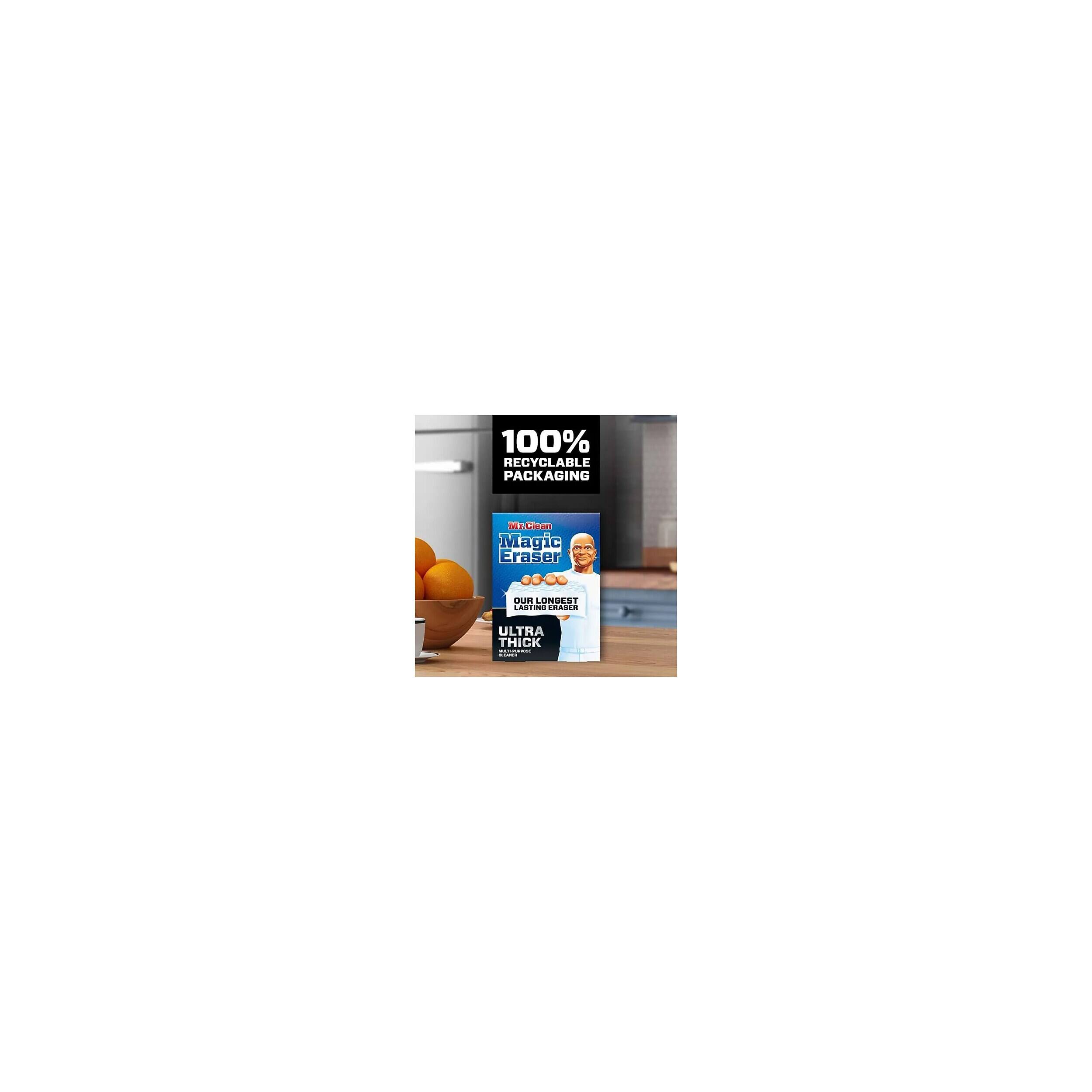 100% RECYCLABLE PACKAGING

Mr. Clean Magic Eraser

OUR LONGEST LASTING CRASER

ULTRA THICK MARNAIMAL