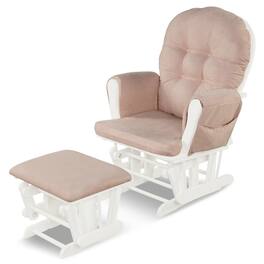 Gymax - Glider and Ottoman Cushion Set Wood Baby Nursery Rocking Chair - Pink