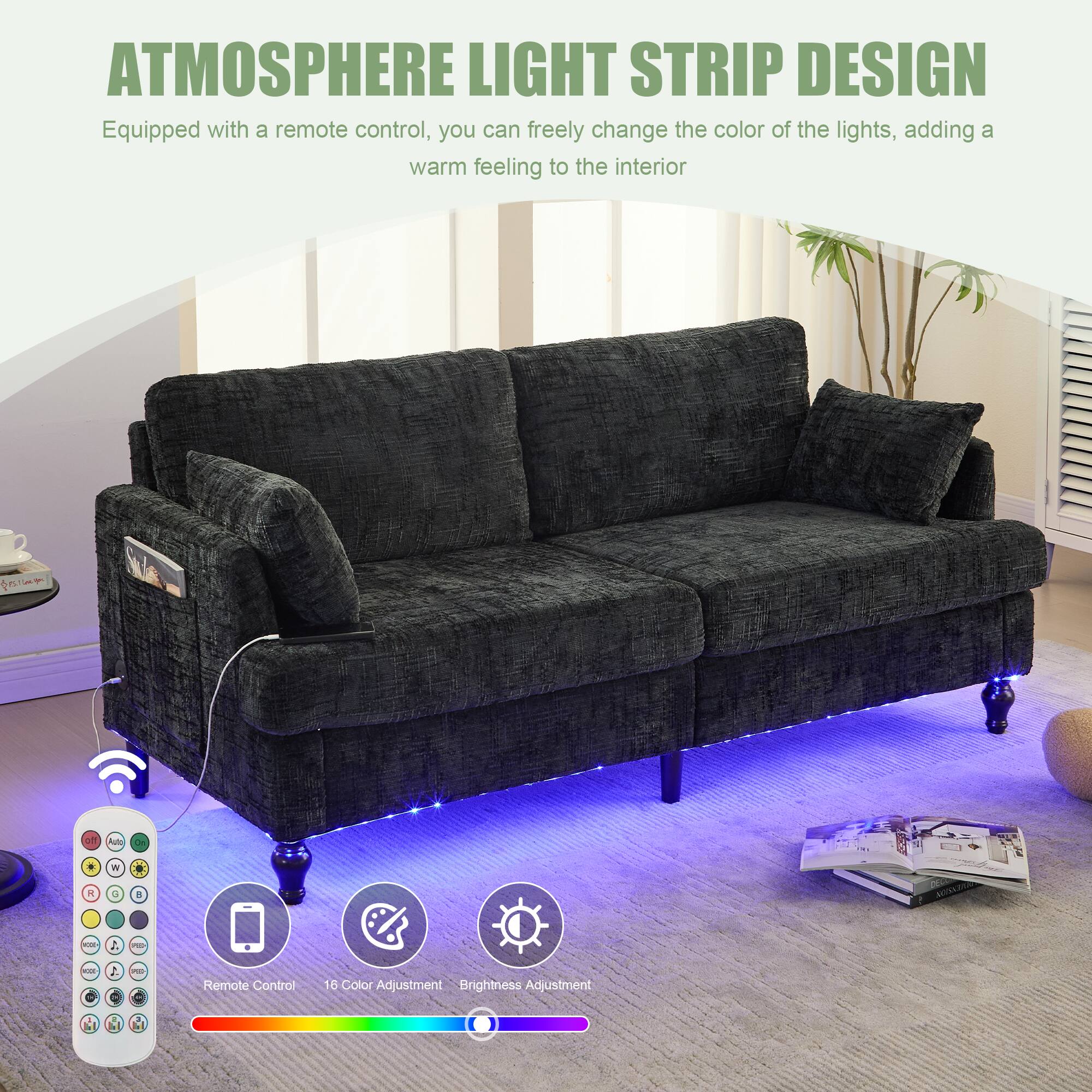 ATMOSPHERE LIGHT STRIP DESIGN

Equipped with a remote control, you can freely change the color of the lights, adding a warm feeling to the interior.

- Remote Control
- 16 Color Adjustment
- Brightness Adjustment