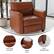 The text on the image is already grouped and correctly labeled. The image shows a brown leather chair with different features, such as a plush back and seat, flared arms, and black wooden feet.