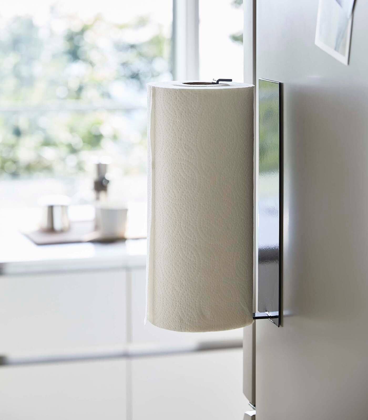 Alt View 6. Yamazaki Home - Magnetic Paper Towel Holder - Steel - White.
