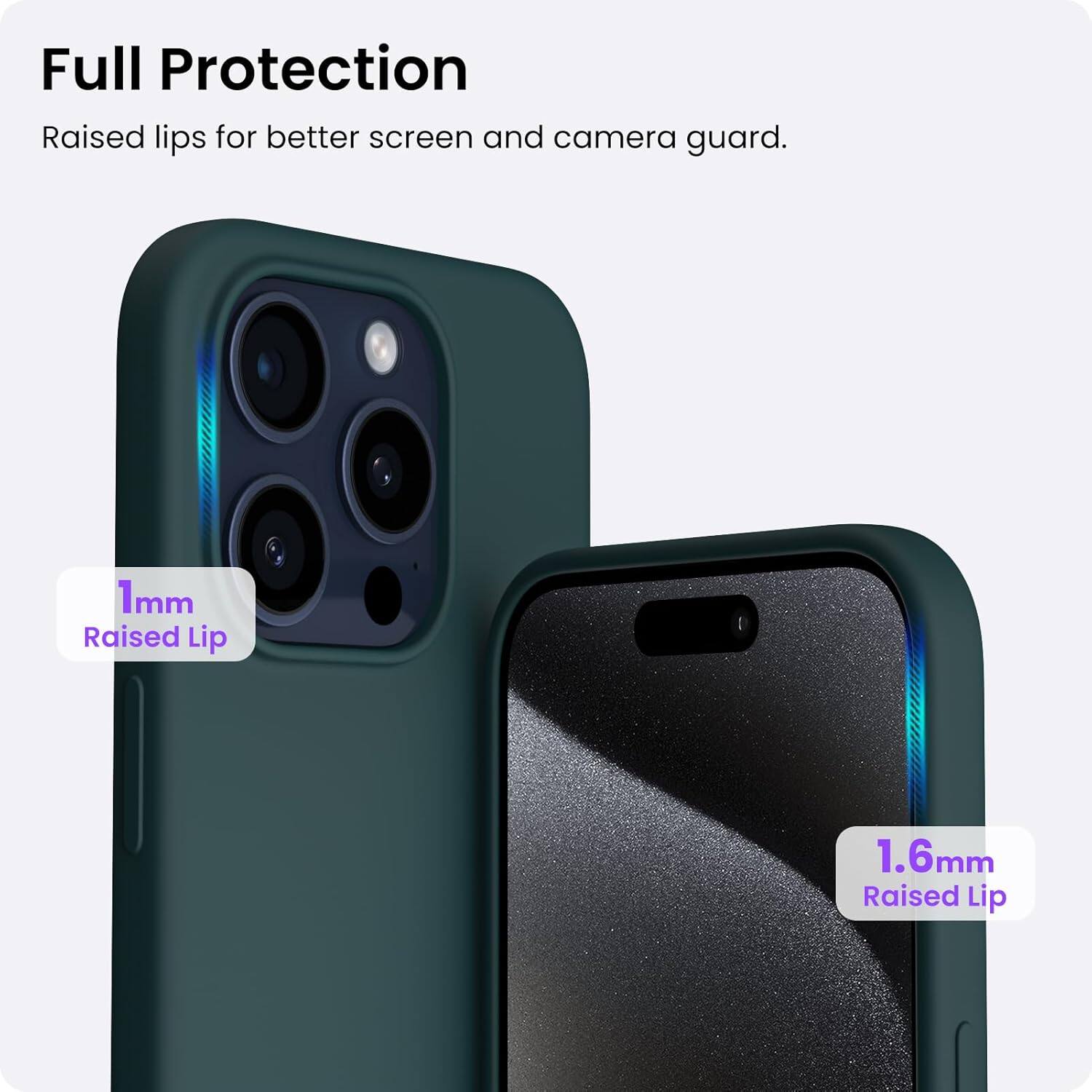 Full Protection Raised lips for better screen and camera guard. 1mm Raised Lip 1.6mm Raised Lip