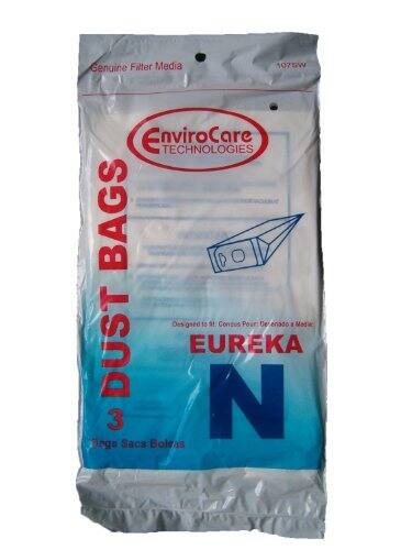 Genuine Filter Media  
1075W  
EnviroCare Technologies Bags  
Designed for Eureka  
3 Dust Bags  
N  
3 Bags Bolsas