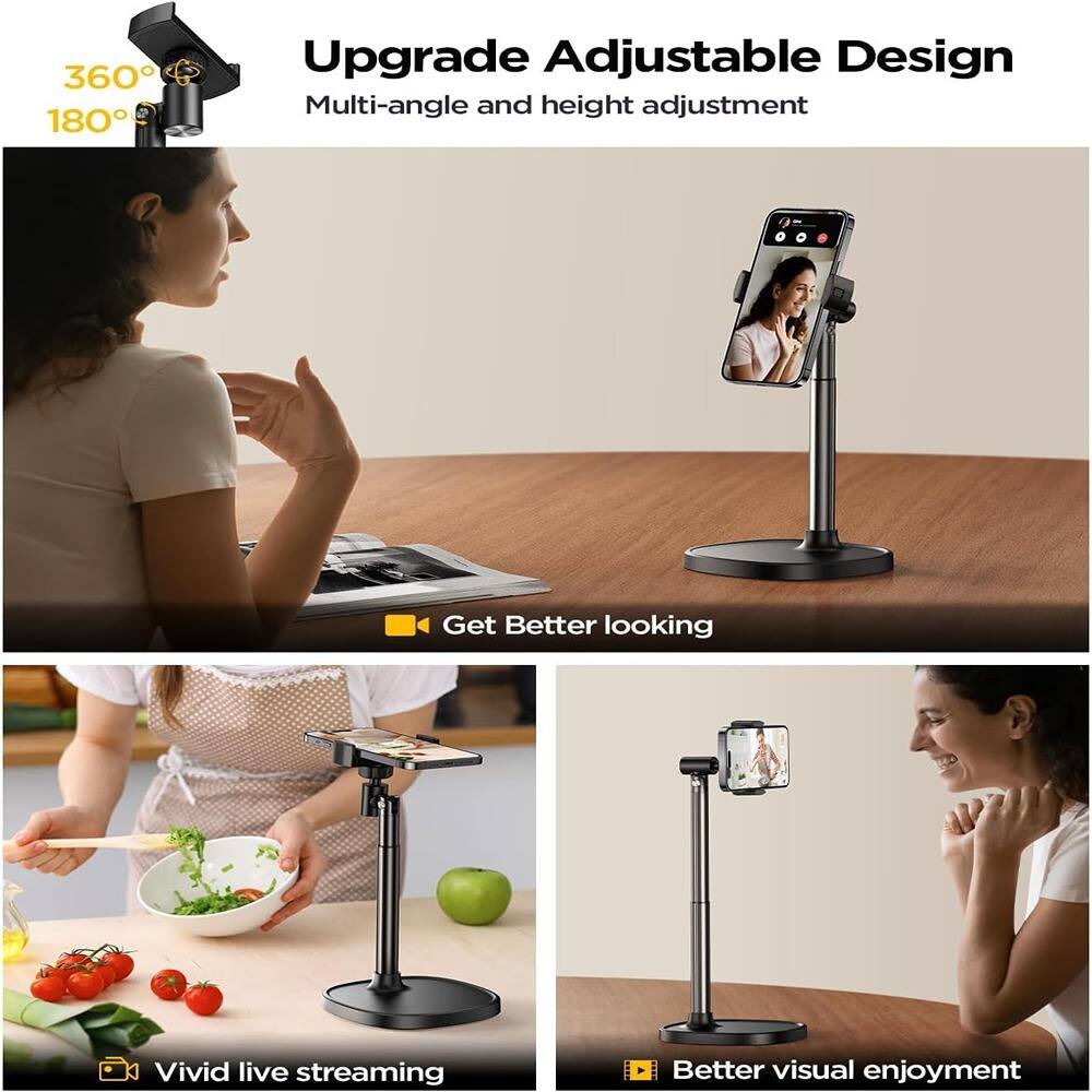 Upgrade Adjustable Design  
Multi-angle and height adjustment  

360° 180°  

Get Better looking  

Vivid live streaming  

Better visual enjoyment