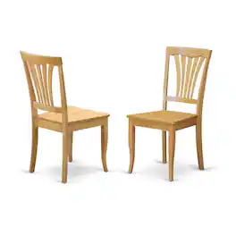FurniFact - Wood Seat Dining Chair Set of 2, Vertical Slatted Back Finish Classic Design - Oak