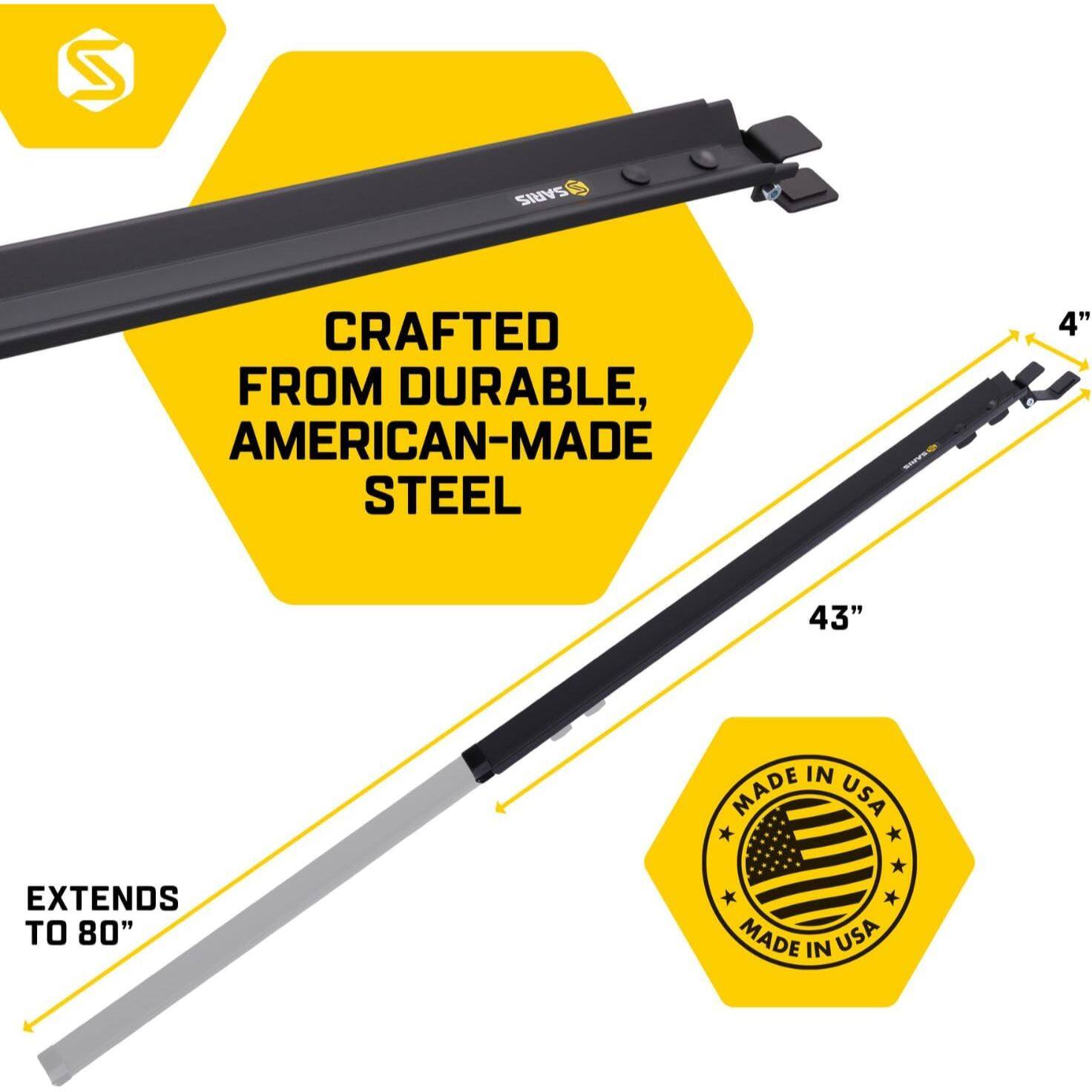 CRAFTED FROM DURABLE, AMERICAN-MADE STEEL

4" 43" IN

EXTENDS TO 80"

MADE IN USA