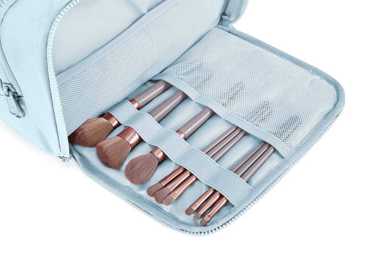 Alt View 5. Bagsmart - Large Capacity Toiletry Bag, Multi-Compartment Cosmetic Organizer with Wet Pocket for Travel & Daily Use - Light Blue.