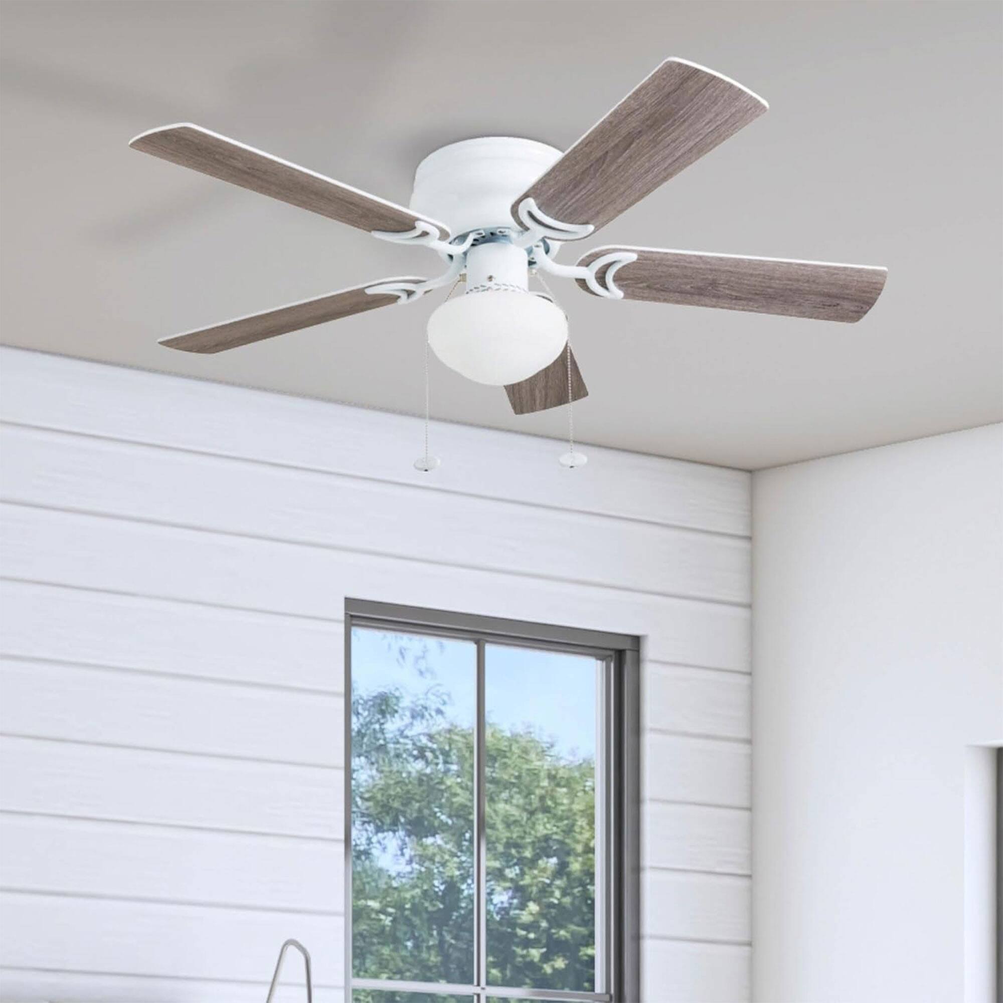 Alt View 6. Prominence Home - Prominence Home Alvina Traditional 42” Flush Mount Ceiling Fan with Light, White - Gray.