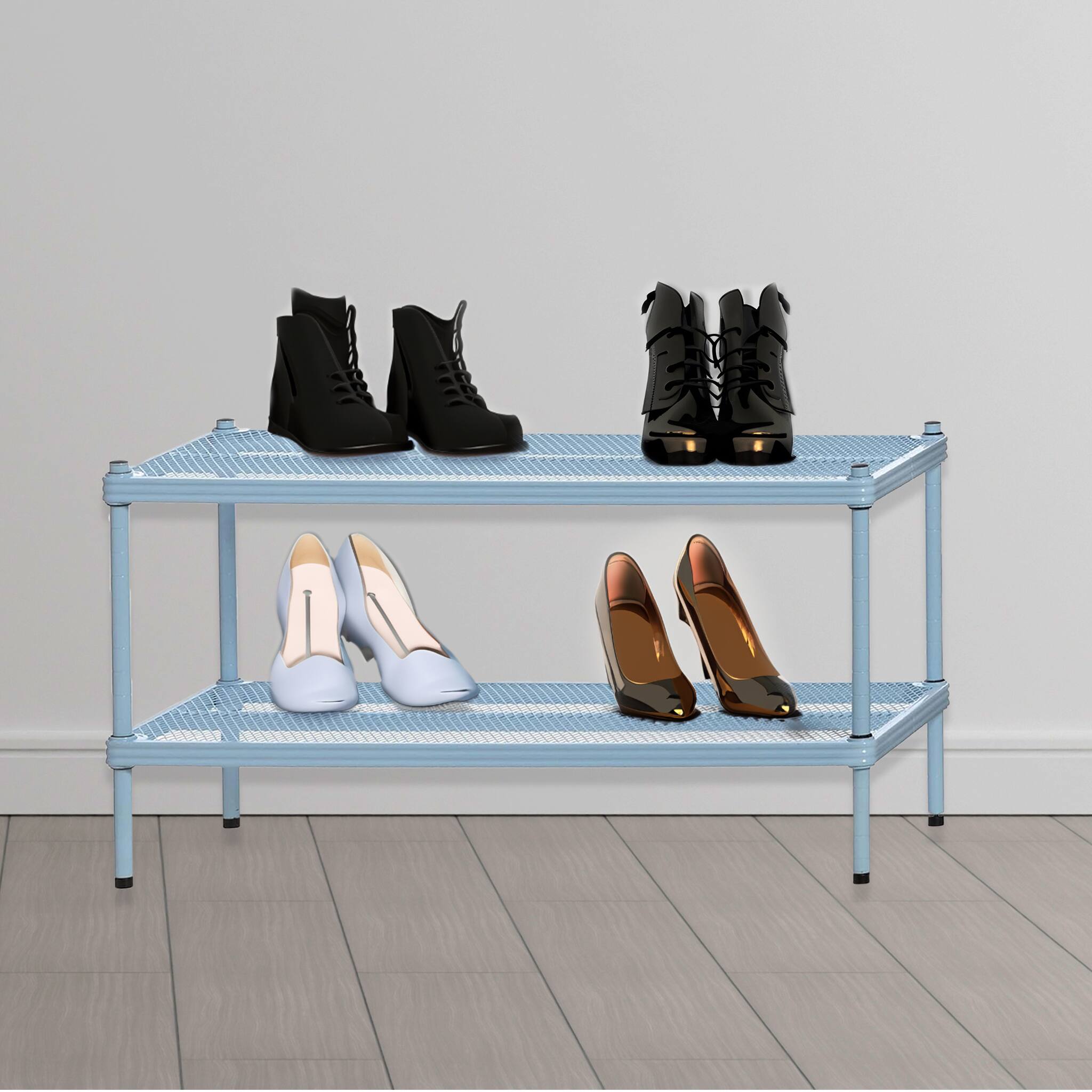Alt View 1. Design Ideas - Design Ideas MeshWorks 2 Tier Full Metal Storage Shelving Unit Rack, Sky Blue - Sky Blue.