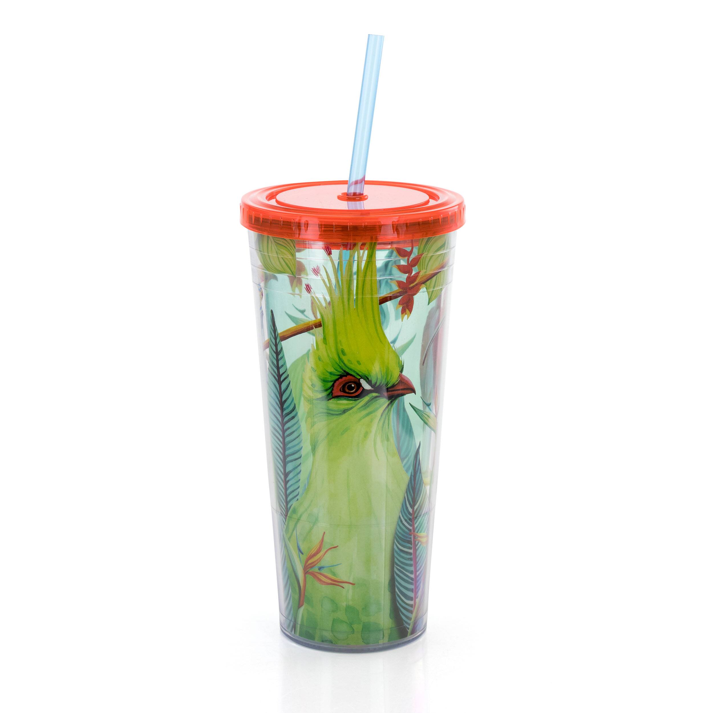 Alt View 9. Gibson - Gibson Home Tropical Bird 4 Piece 23.6 Ounce Double Wall Tumbler Set with Straw in Assorted Designs - Assorted.