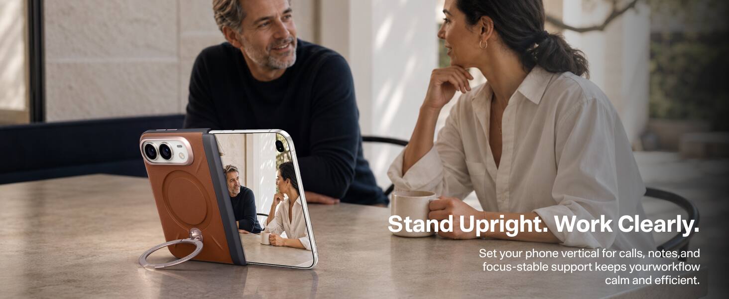 Stand Upright. Work Clearly.  
Set your phone vertical for calls, notes, and focus—stable support keeps your workflow calm and efficient.