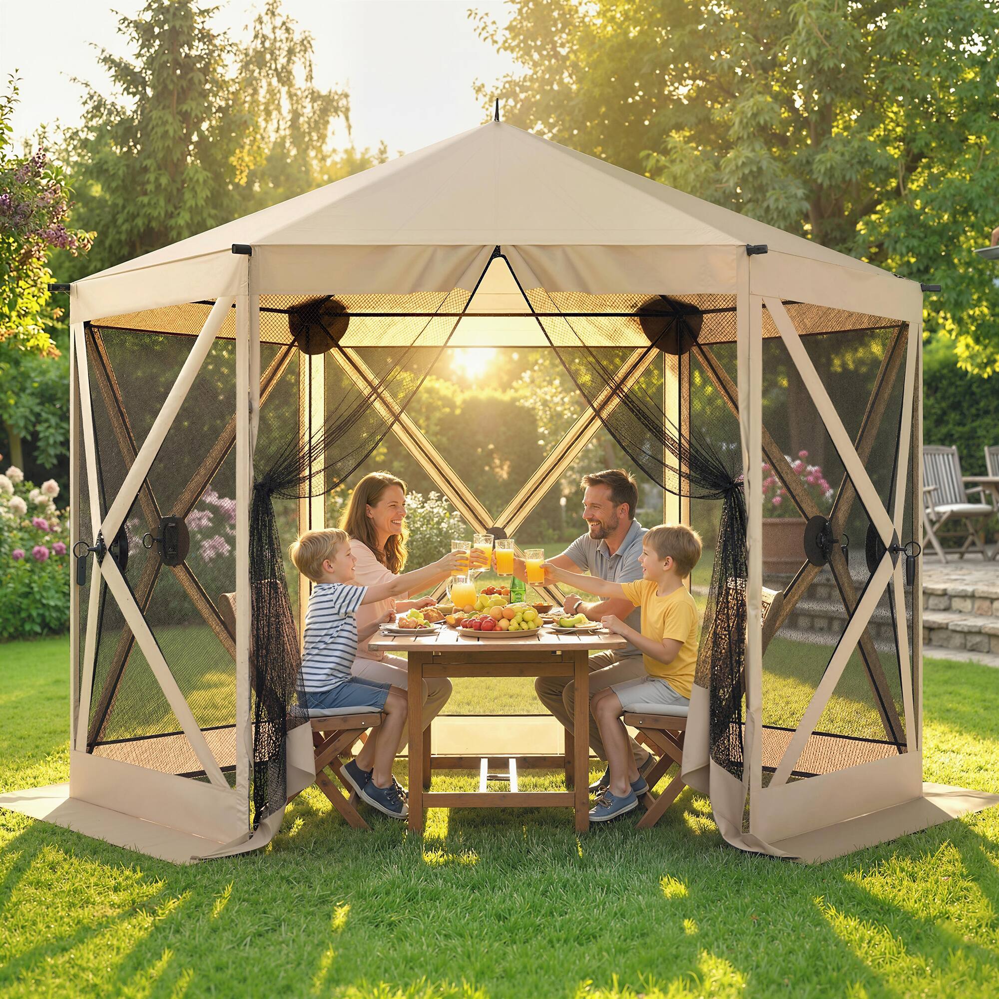 Alt View 1. Outsunny - 10 x 11 ft Pop Up Gazebo Screen Tent, Outdoor Portable Instant Camping Canopy Screen House Sun Shelter.