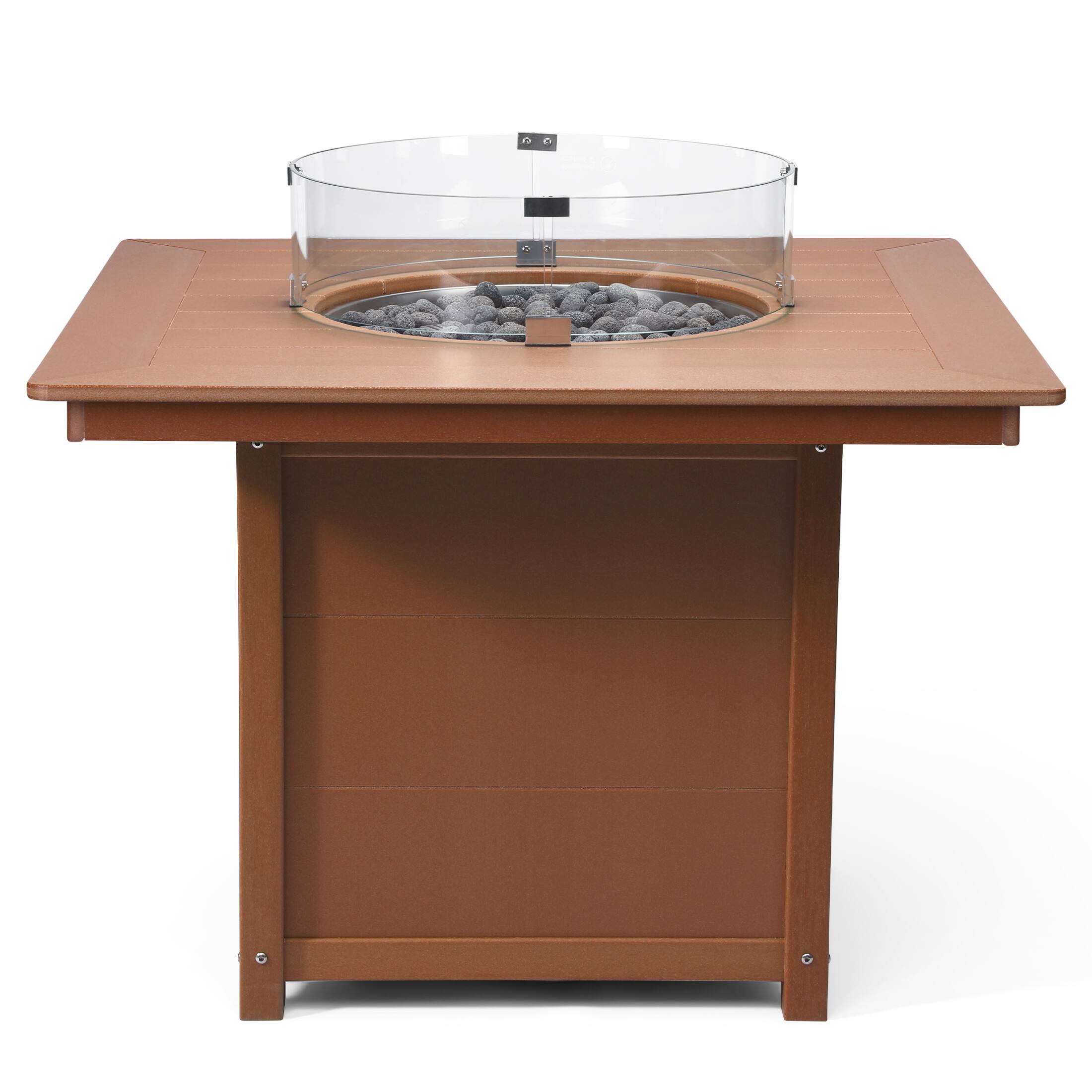 Back. WestinTrends - WestinTrends Helios Modern Outdoor Patio Propane 42" Square Fire Pit Table - Teak.