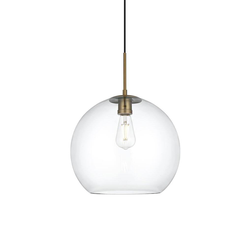 Left. Living District - Baxter 14 Inch Pendant Clear Shade in Satin Gold - Satin Gold And Clear.