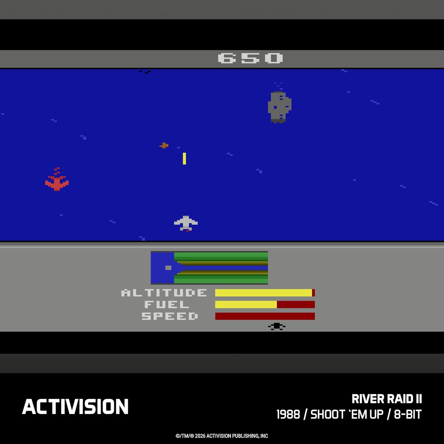 650 ALTITUDE FUEL SPEED ACTIVISION RIVER RAID II 1988 /SHOOT 'EM UP / 8-BIT /TM/ 2026 ACTIVISION PUBLISHING, INC