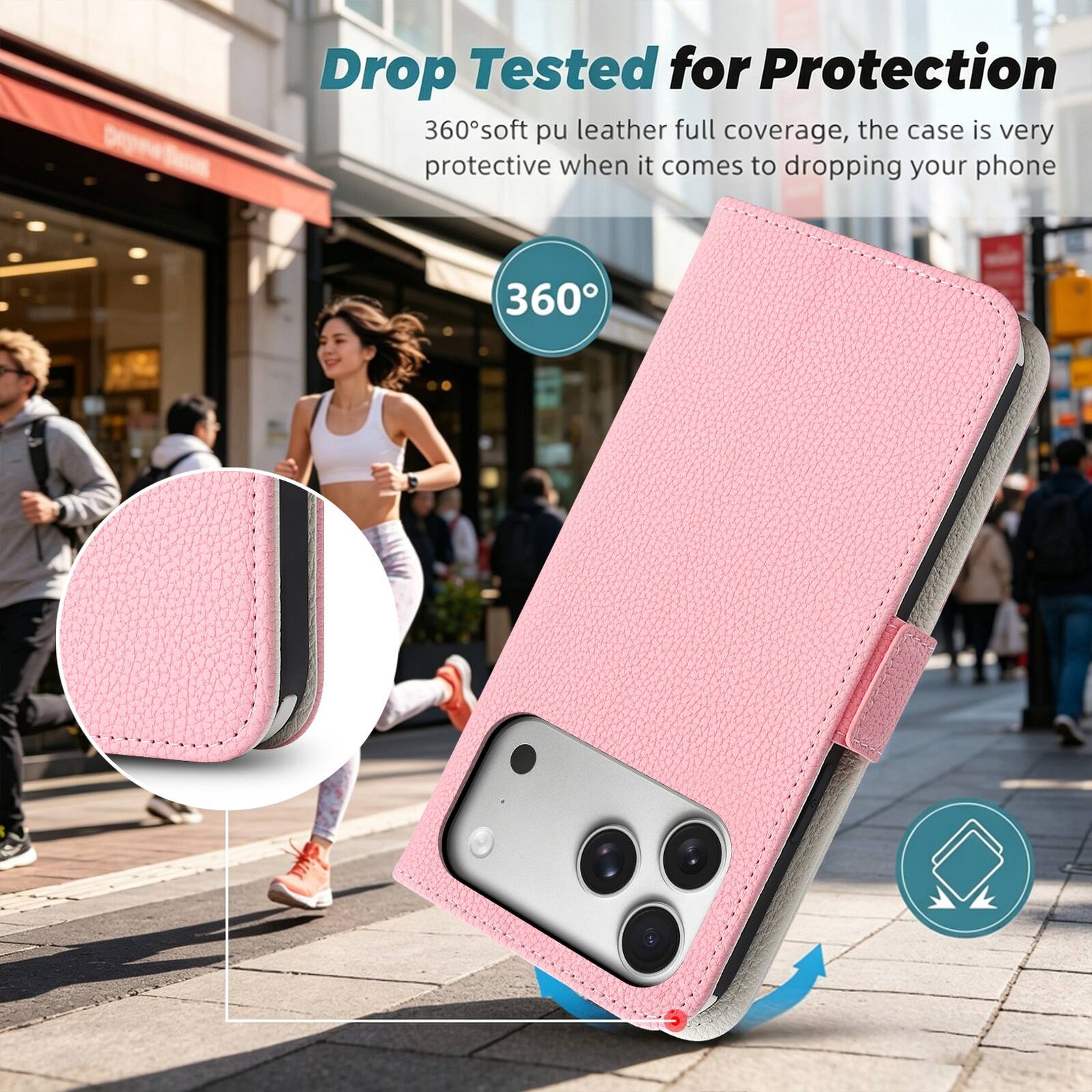 Drop Tested for Protection

360° soft pu leather full coverage, the case is very protective when it comes to dropping your phone