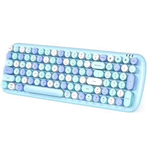 Earthley Blooms - Wireless 100-key Mini Typewriter Keyboards For Ipad Pc Laptop & Android 3 Devices Simultaneously Colorful - Blue Colorful