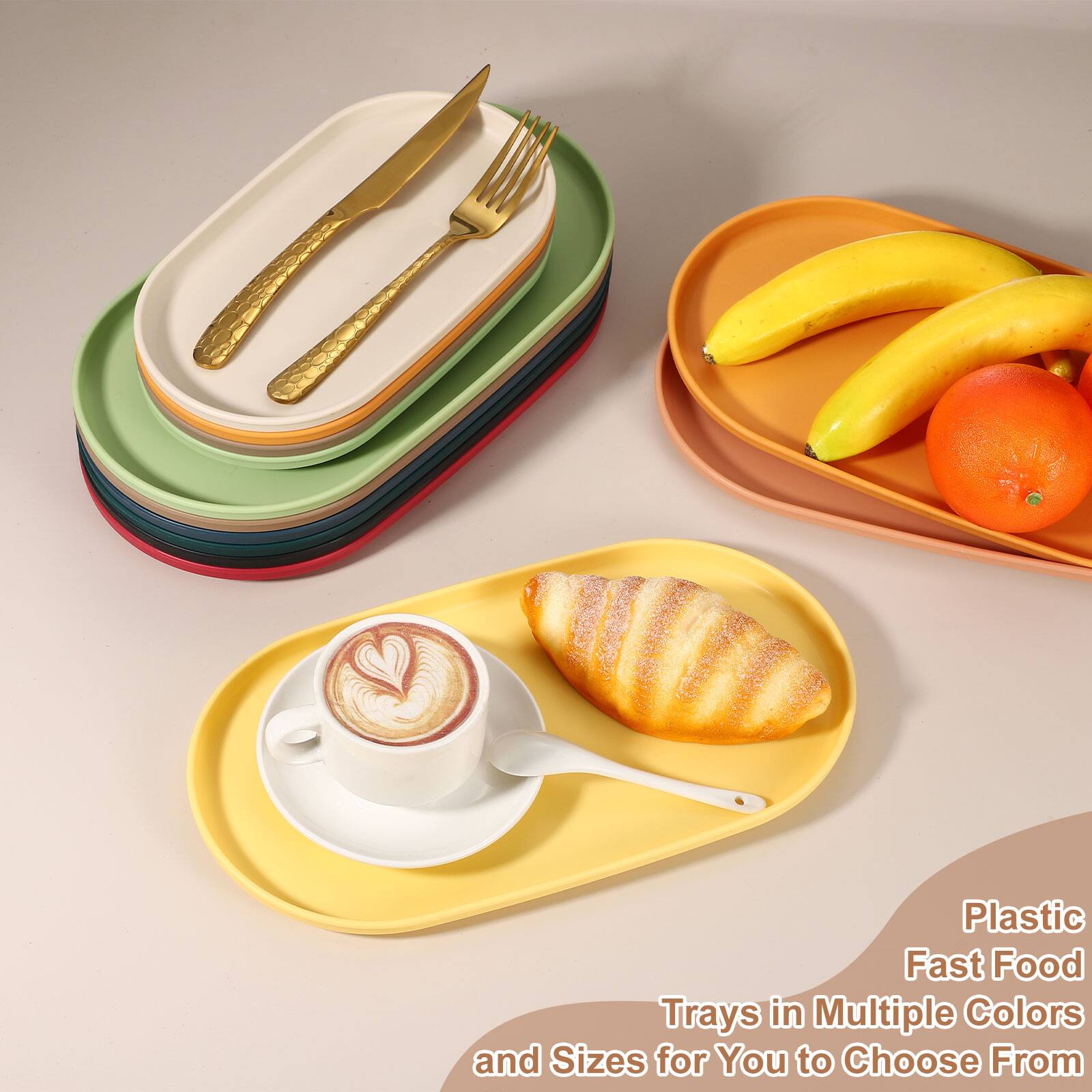 Plastic Fast Food Trays in Multiple Colors and Sizes for You to Choose From
