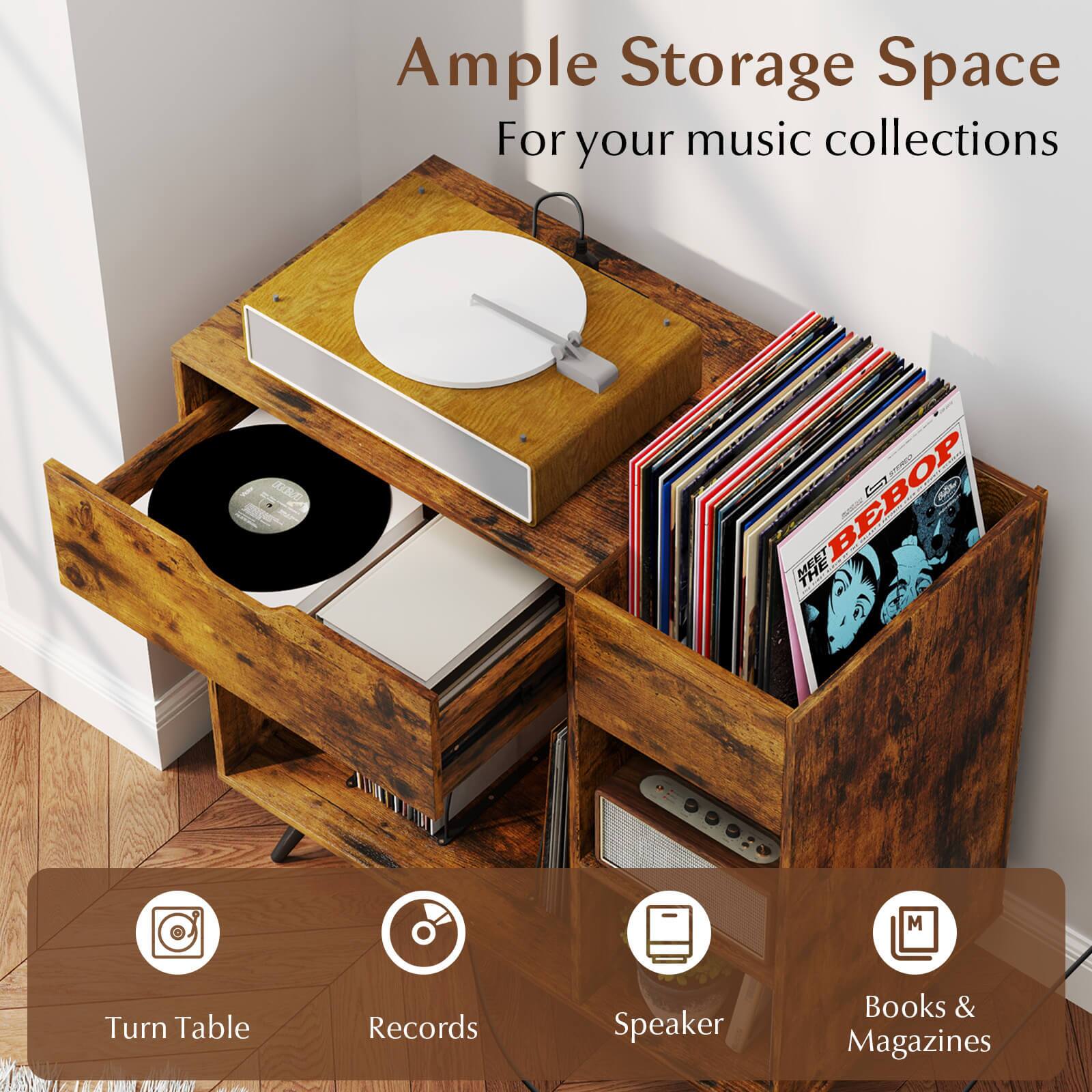 Ample Storage Space  
For your music collections

- Turn Table
- Records
- Speaker
- Books & Magazines