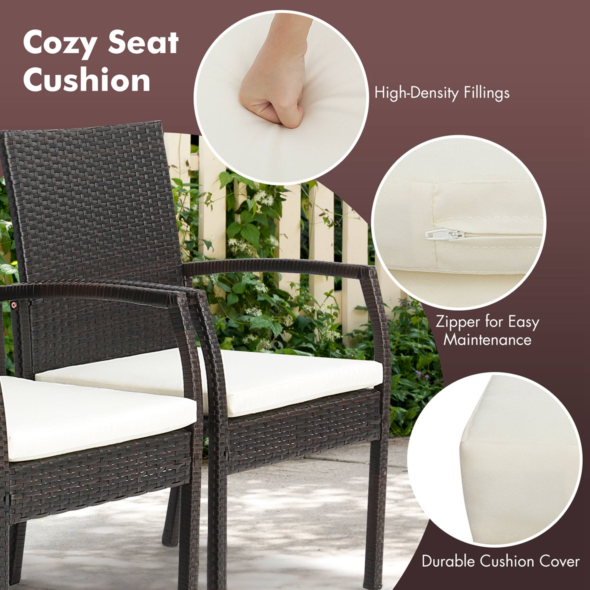 Cozy Seat Cushion High-Density Fillings Zipper for Easy Maintenance Durable Cushion Cover