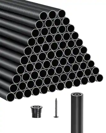 Front. VEVOR - Staircase Balusters 101 Pack, 36 In Aluminum Stair Balusters, 3/4 Inch Water-Proof Round Metal Spindle Railing - Matte Black.