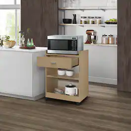 Kings Brand Furniture - Dellow Wood Kitchen Cart - Natural