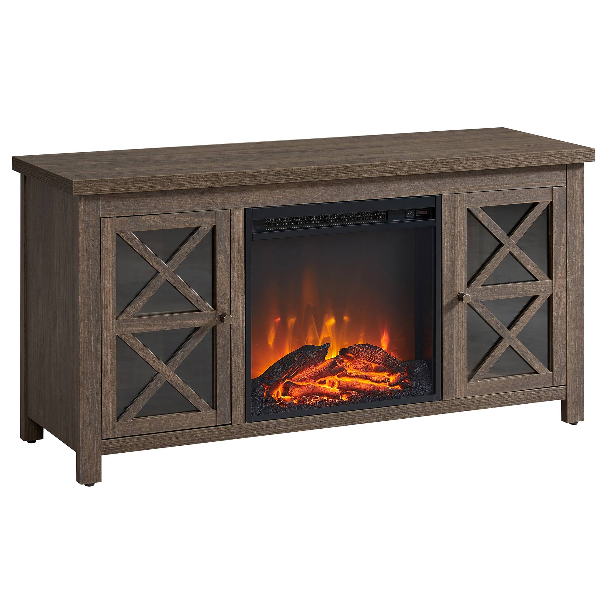 Angle. Camden&Wells - Colton Log Fireplace TV Stand for Most TVs up to 55" - Alder Brown.