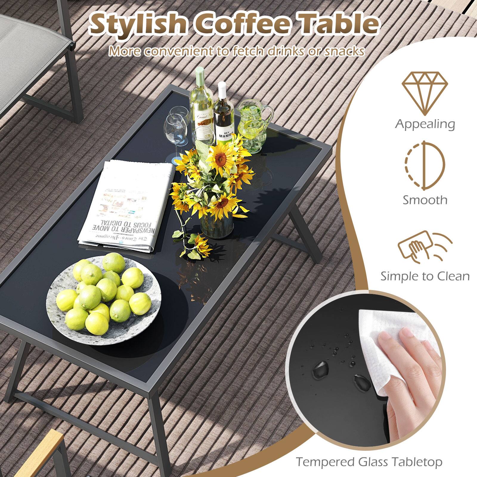Stylish Coffee Table
More convenient to fetch drinks or snacks
Appealing
Smooth
Simple to Clean
Tempered Glass Tabletop