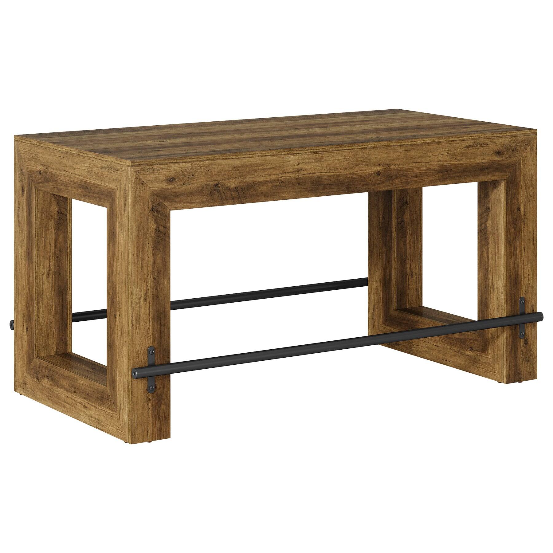 Alt View 5. Tribesigns - Bar Table with Footrest and Rectangular Top for Everyday Dining and Home Entertaining - Rustic Brown.