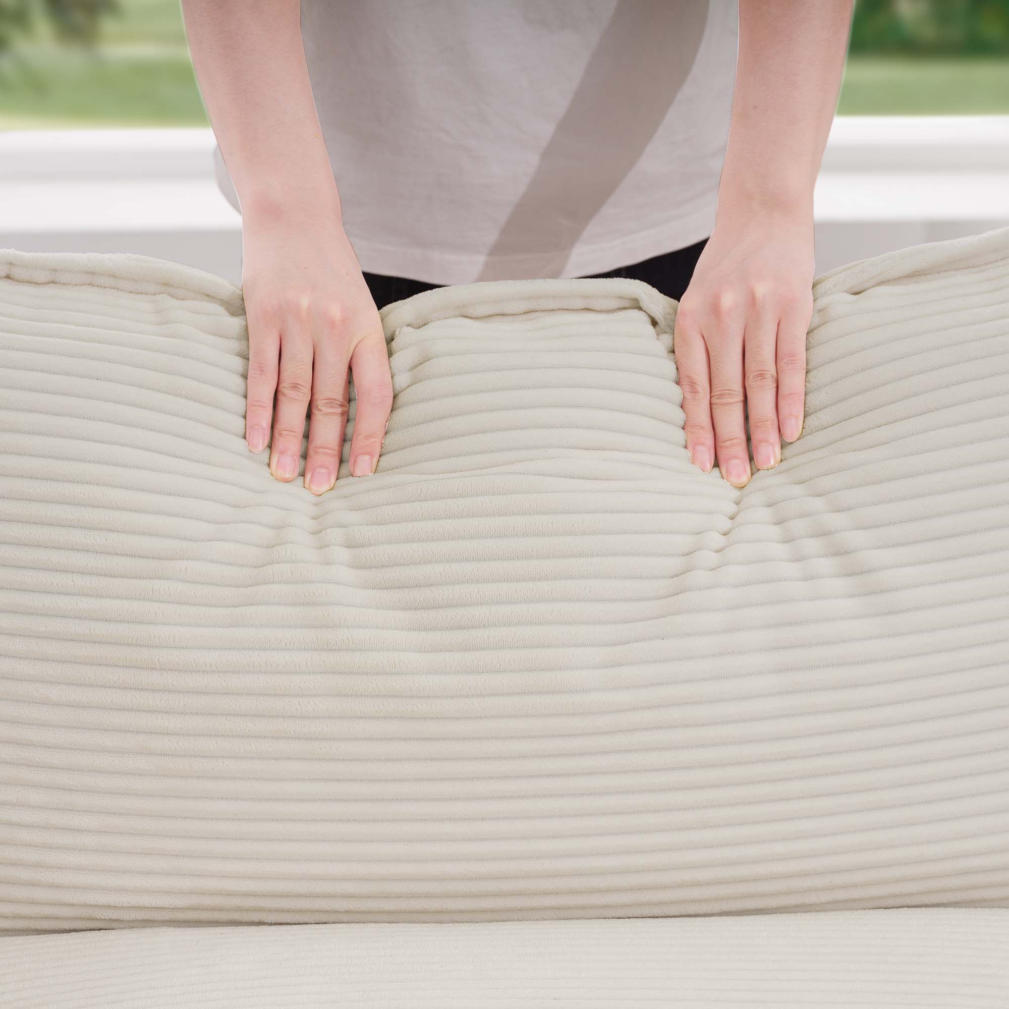 Alt View 9. LOVMOR - Deep Seat Easy Assembly Memory Foam 2 Seater Corduroy Loveseat Couch For Living Room Bedroom Club Soft Home TV - Beige.