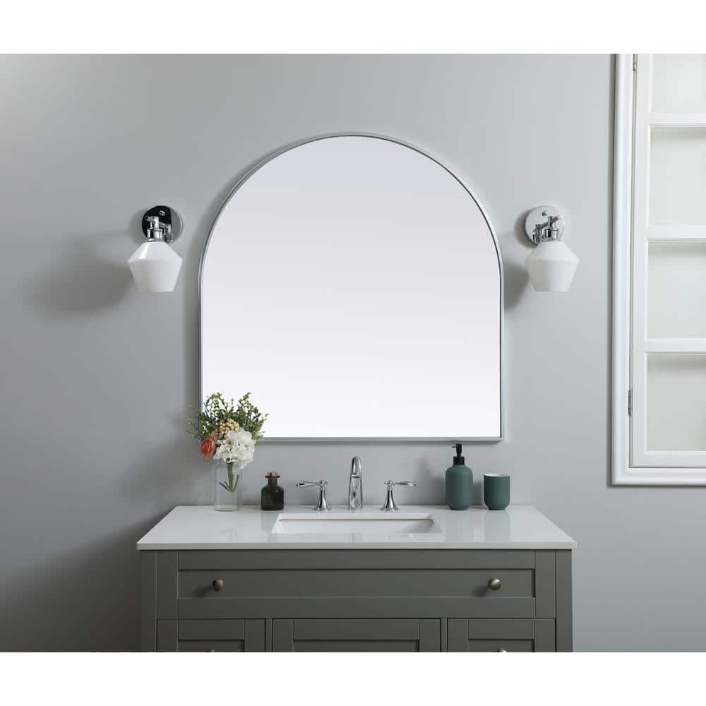 Photos - Mirror Elegant Decor - Metal Frame Arch  36x36 Inch - Silver BG3607905 