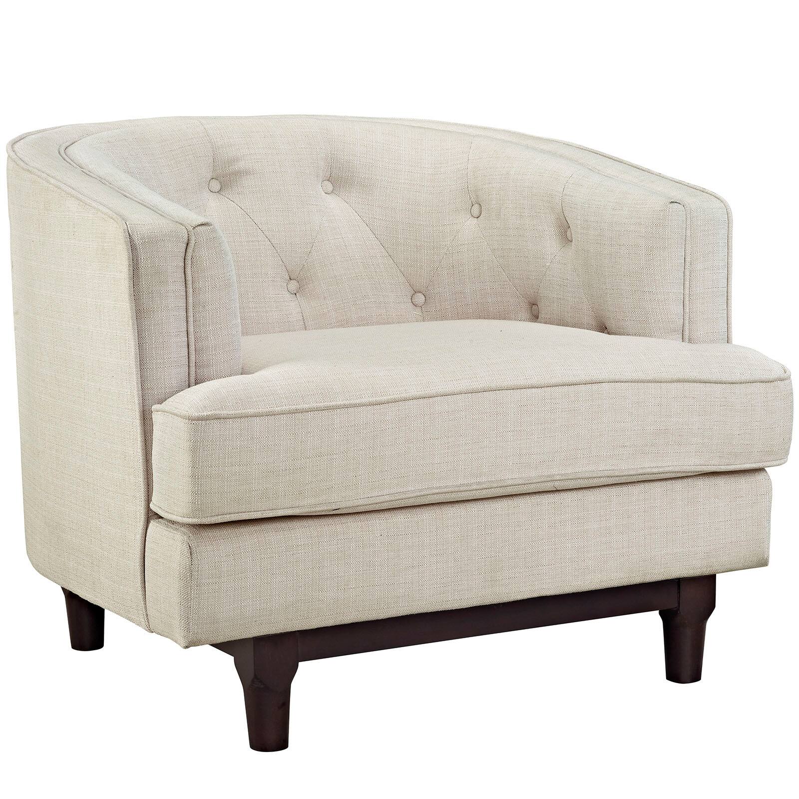 Angle. Modway - Coast Upholstered Fabric Armchair by Modway - Beige.
