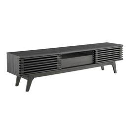 FurniFact - wood TV stand with sleek design and spacious storage - Gray
