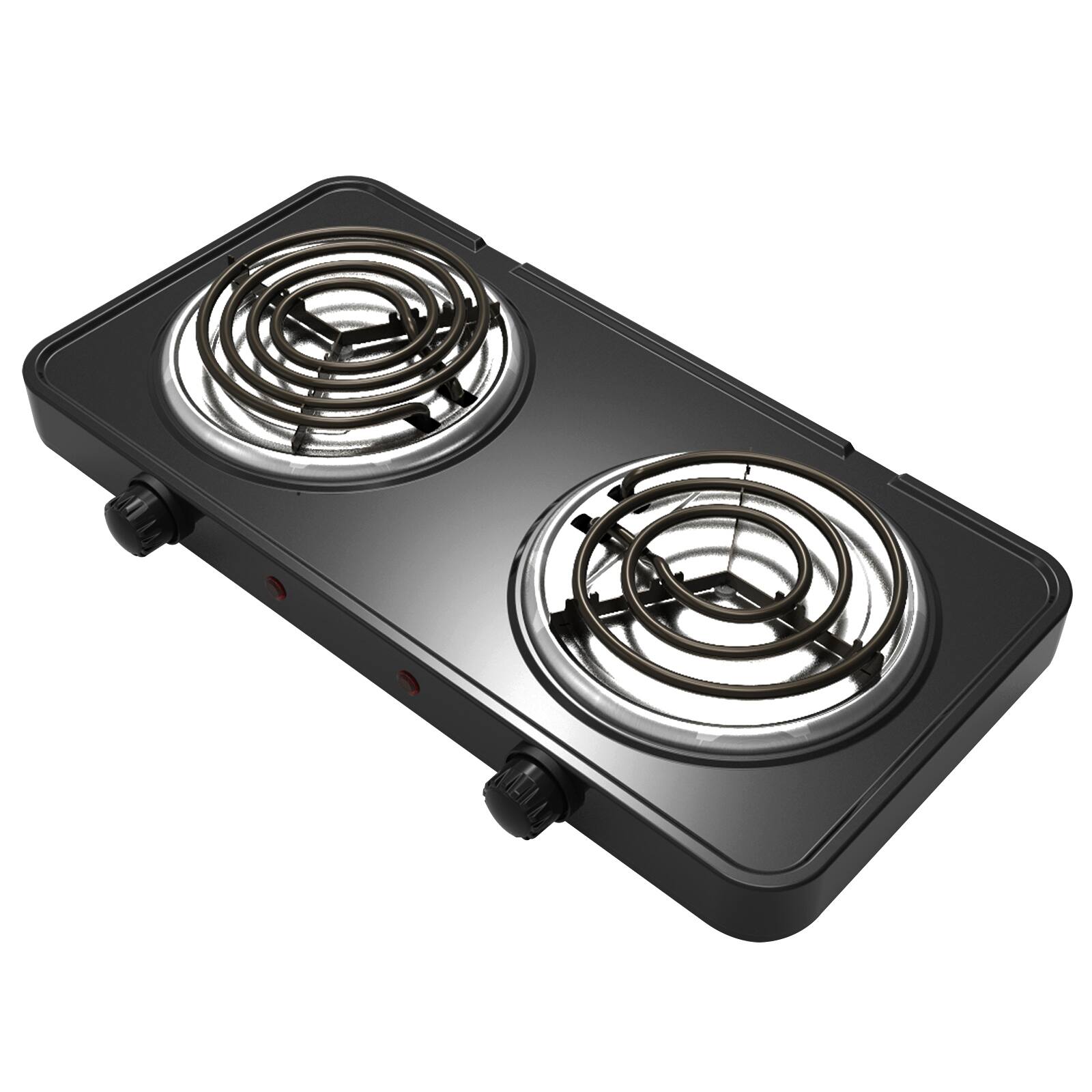Alt View 4. MegaChef - MegaChef Electric Easily Portable Ultra Lightweight Dual Coil Burner Cooktop Buffet Range in Matte Black - Black.