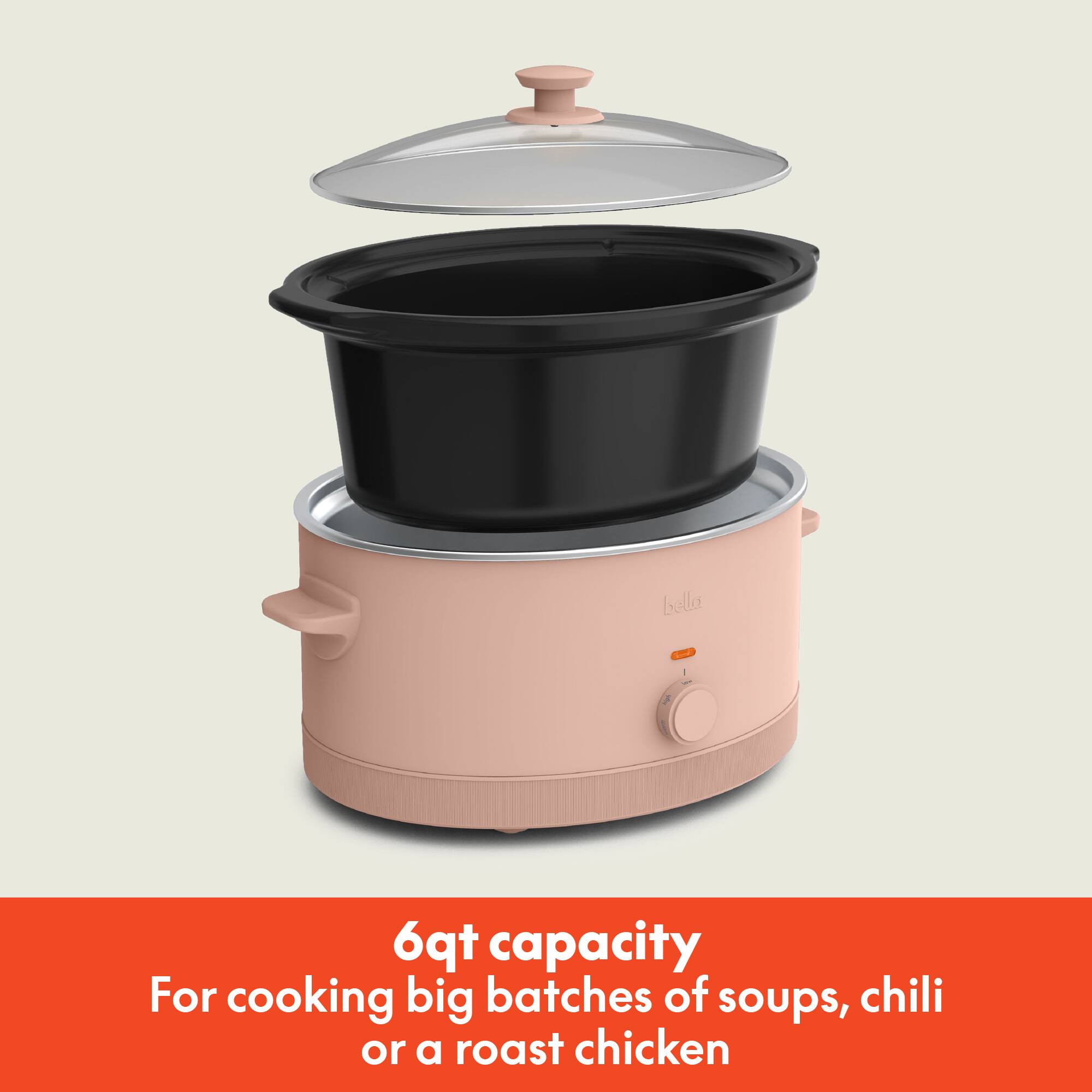 6qt capacity  
For cooking big batches of soups, chili or a roast chicken