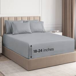 CGK Linens - 6 Piece Sheet Set - Extra Deep Pocket for 18"-24" Mattresses & Extra Pillowcases - Queen - Steel Blue