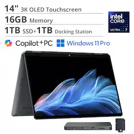 HP - OmniBook Ultra Flip - Copilot+ PC - 14" 3K OLED Touch-Screen Laptop - Intel Core Ultra 7 256V - 16GB Memory - 1TB SSD - Eclipse Gray