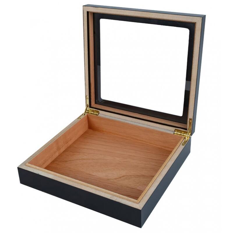 Alt View 2. Prestige - Traveler Glasstop Humidor (Black) - Black Finish.
