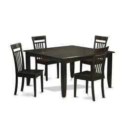 East West Furniture - 5 Pc Dining room set-Dinette Table with Leaf and 4 dinette Chairs - Cappuccino