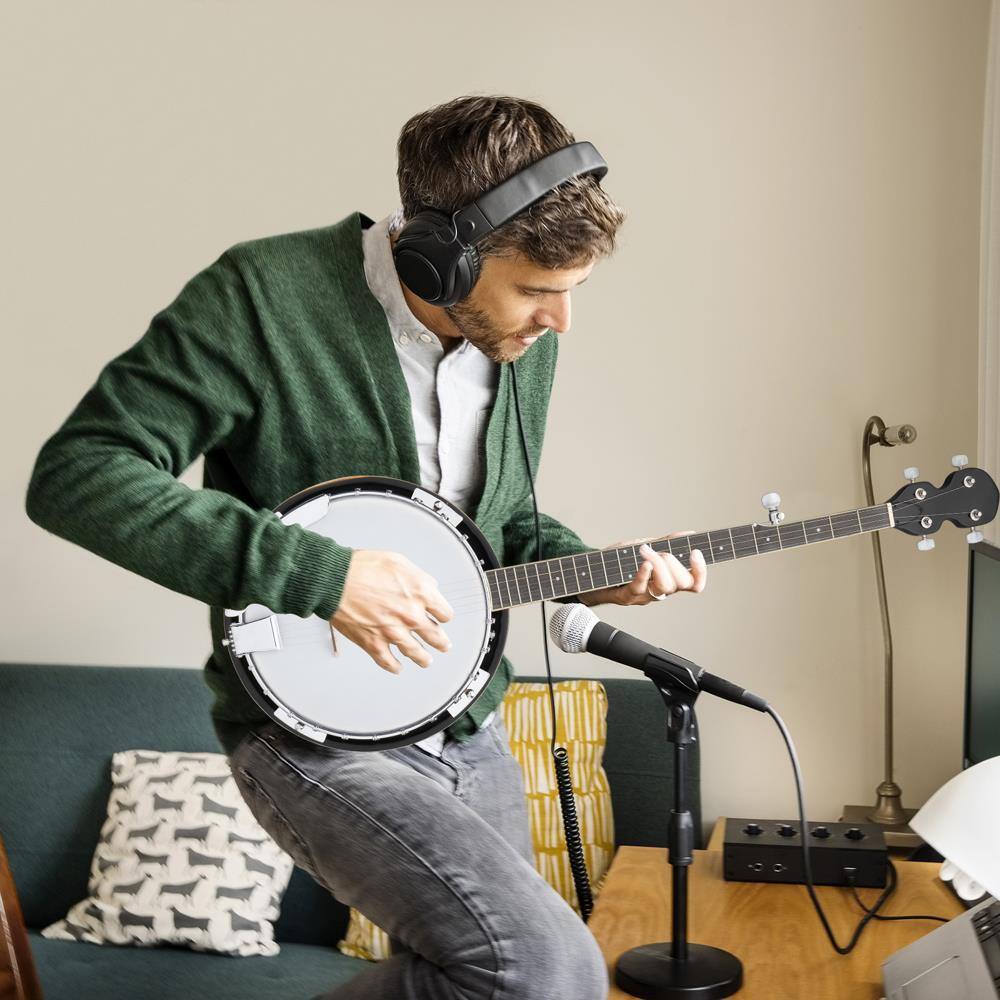 Angle. Winado - 5 String Banjo, Full-Size Right Handed Banjo 5 Strings Set with Closed Solid Sapele Back & Premium Mahogany Neck.