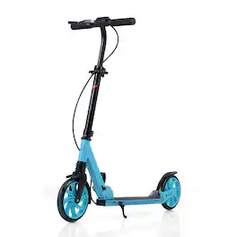 Costway - Kick Scooter for Kids Teens Adults Age 8+, Foldable Scooter with Light-up Wheels - Blue