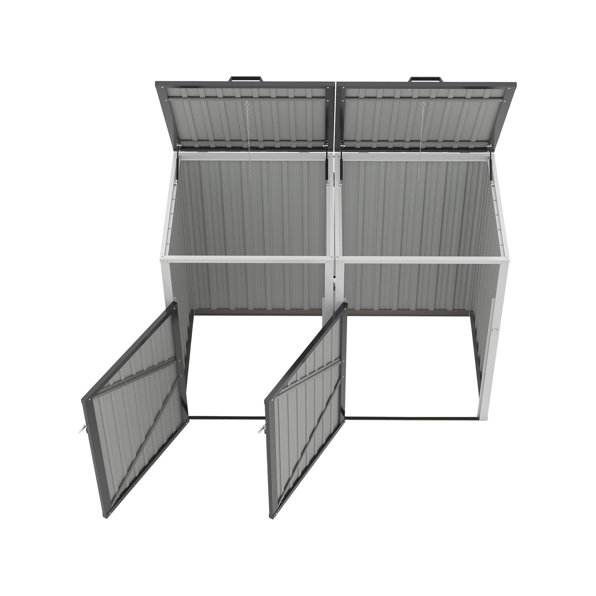 Alt View 10. Loheer - Loheer Metal Trash Can Storage Shed Outdoor Garbage Bin Enclosure Galvanized Steel Backyard Shed.