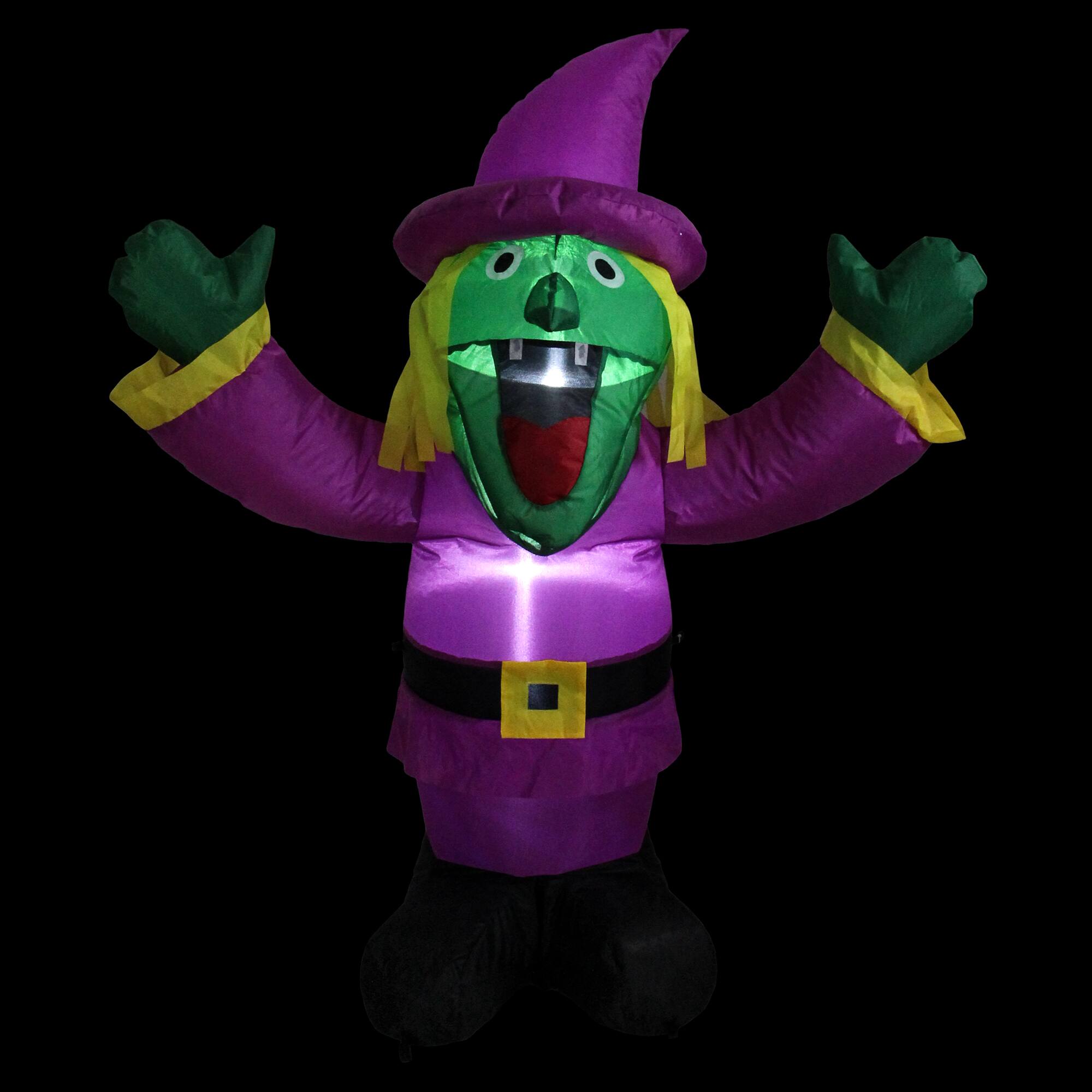 Alt View 1. Northlight - Lighted Inflatable Witch Outdoor Halloween Decoration - 3.5' - Purple.