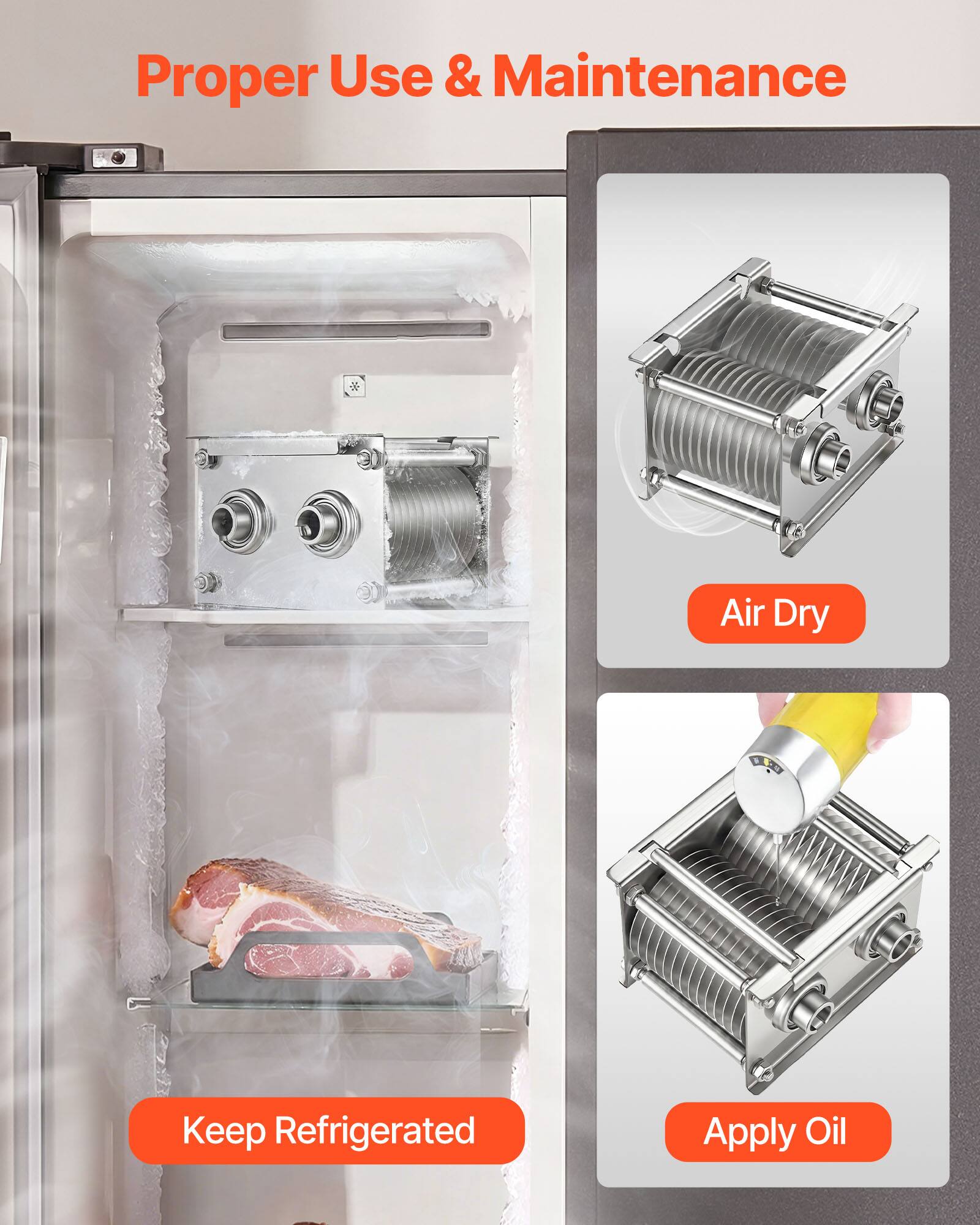 Proper Use & Maintenance

- Air Dry
- Keep Refrigerated
- Apply Oil
