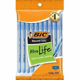 BIC - Round Stic Ballpoint Pens - Blue Ink - 10 / Pack